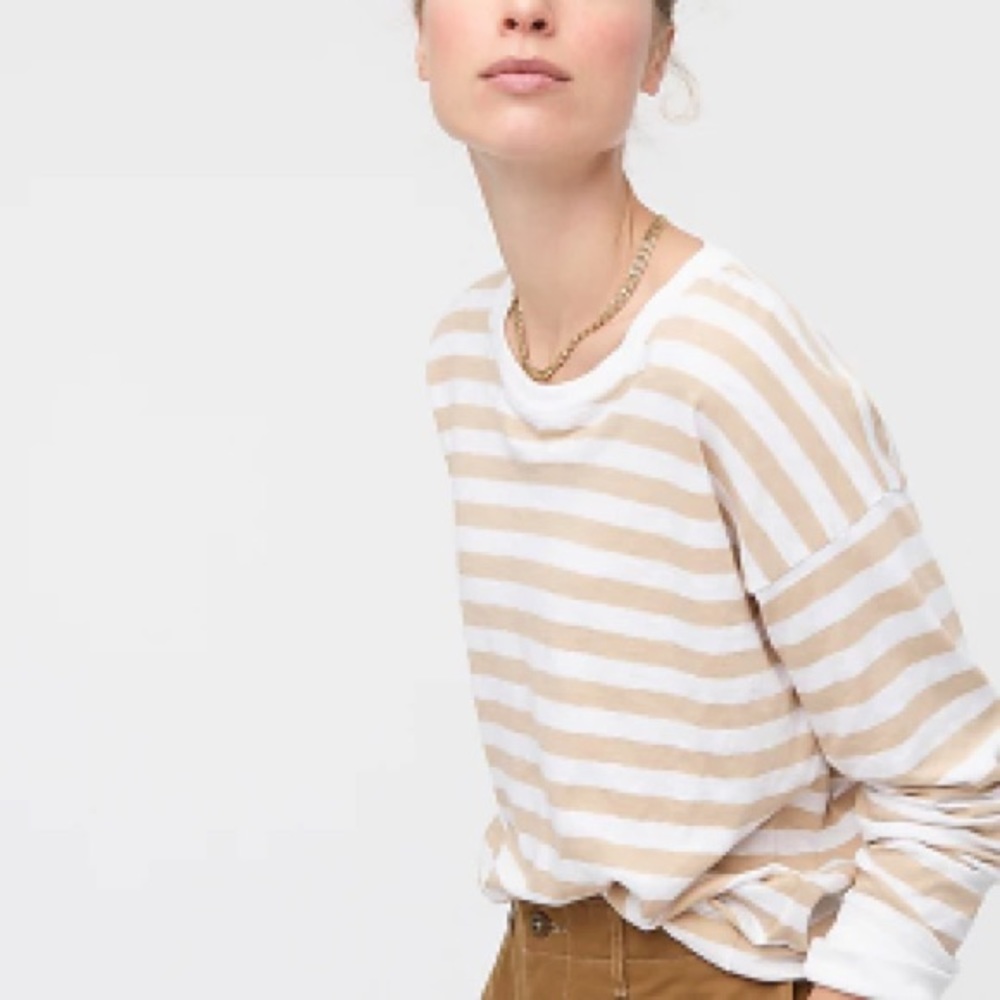 J. Crew Long-Sleeve Slub Cotton T-shirt in Stripe - Women’s Medium